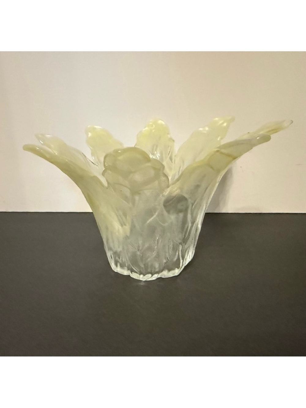 MURANO LAVORAZIONE GLASS VASE HAND BLOWN YELLOW SWIRL VINTAGE MCM HOME DECOR